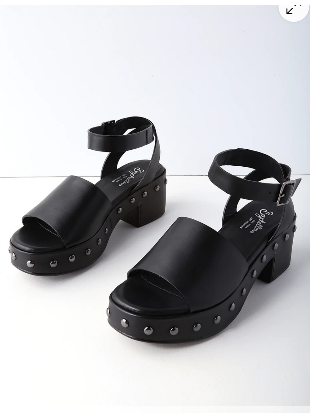 Seychelles Spare Moments Black Leather Platform Sandals